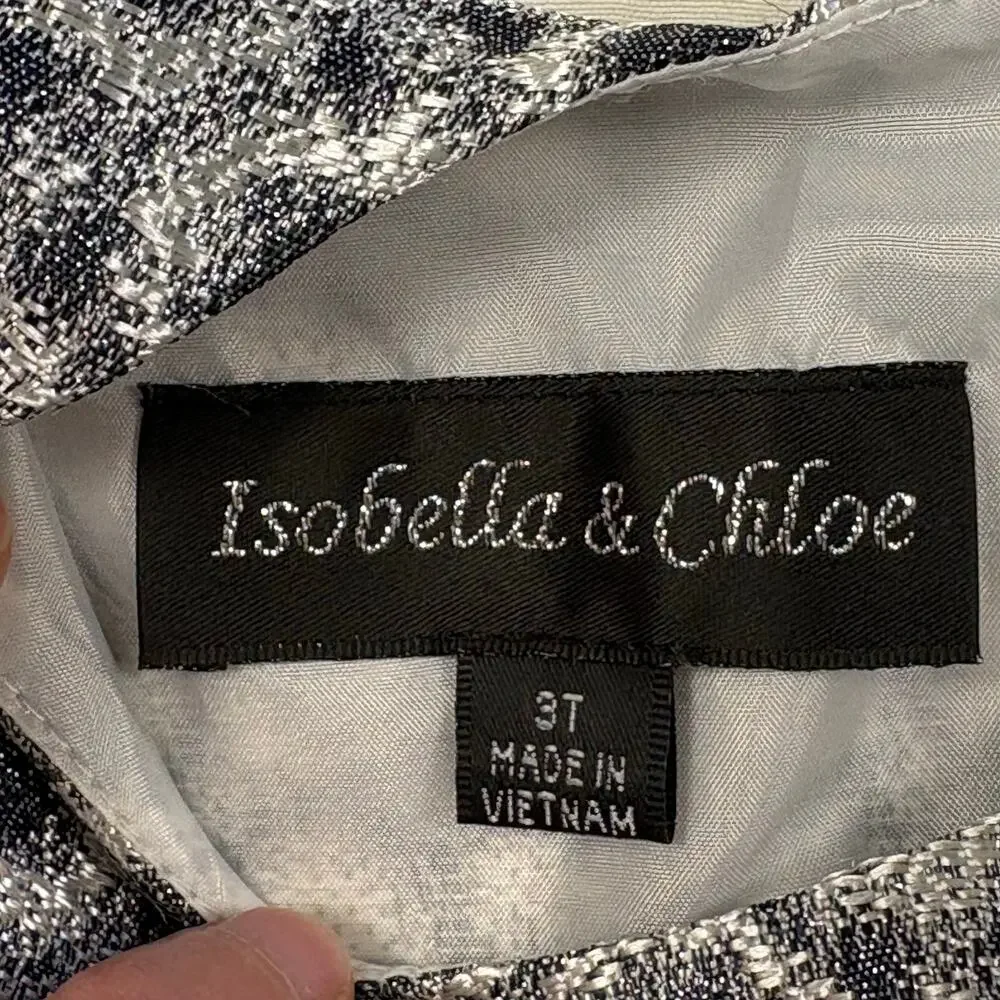 Isobella & Chloe Brocade Tulle Dress Girls 3T Gray Silver Special Occasion Party